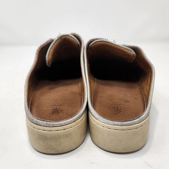 Frye Womens Lena Zip Mule Slip On Sneakers 6M Metallic Silver Leather Platform - Picture 7 of 10
